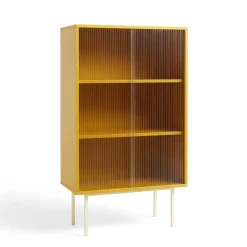 Best Hay - Reol til Gulv med Glaslåger - Colour Cabinet - Gul - Høj model, B75 X D39 X H130 cm