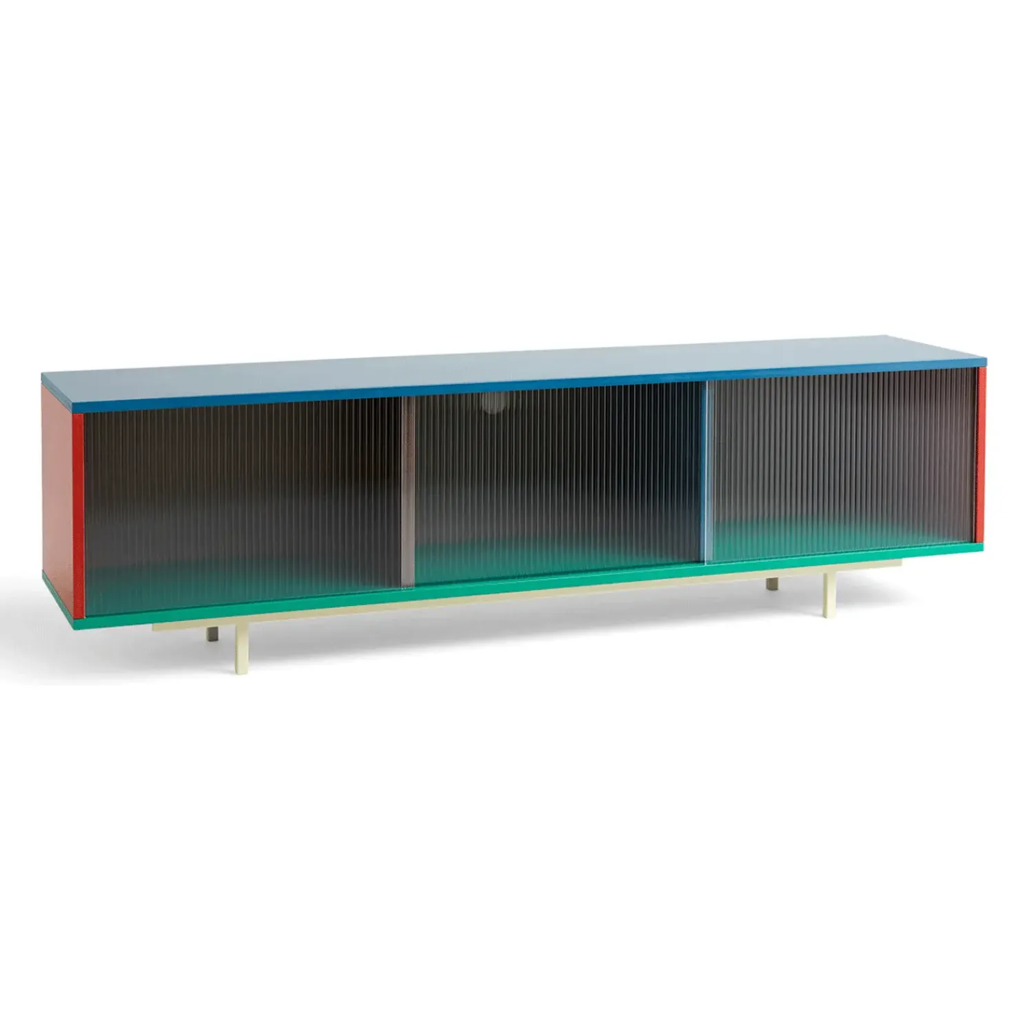 New Hay - Reol til Gulv med Glaslåger - Colour Cabinet - Multi farve - Large, B180 X D39 X H51 cm
