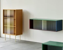 Hay - Reol til Væg med Glaslåger - Colour Cabinet - Mint - Medium, B120 X D39 X H39 cm