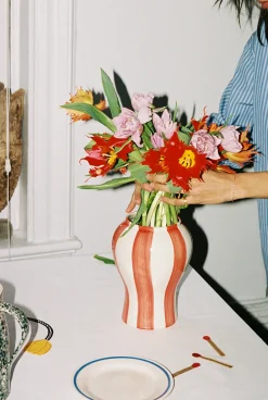 Best Hay - Sobremesa Stribe Vase - Small - Rød