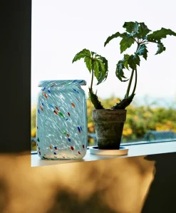 New Hay - Splash Vase - Roll Neck, M - White dot