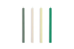 Best Hay - Square Candle - Greens and whites, Set of 4