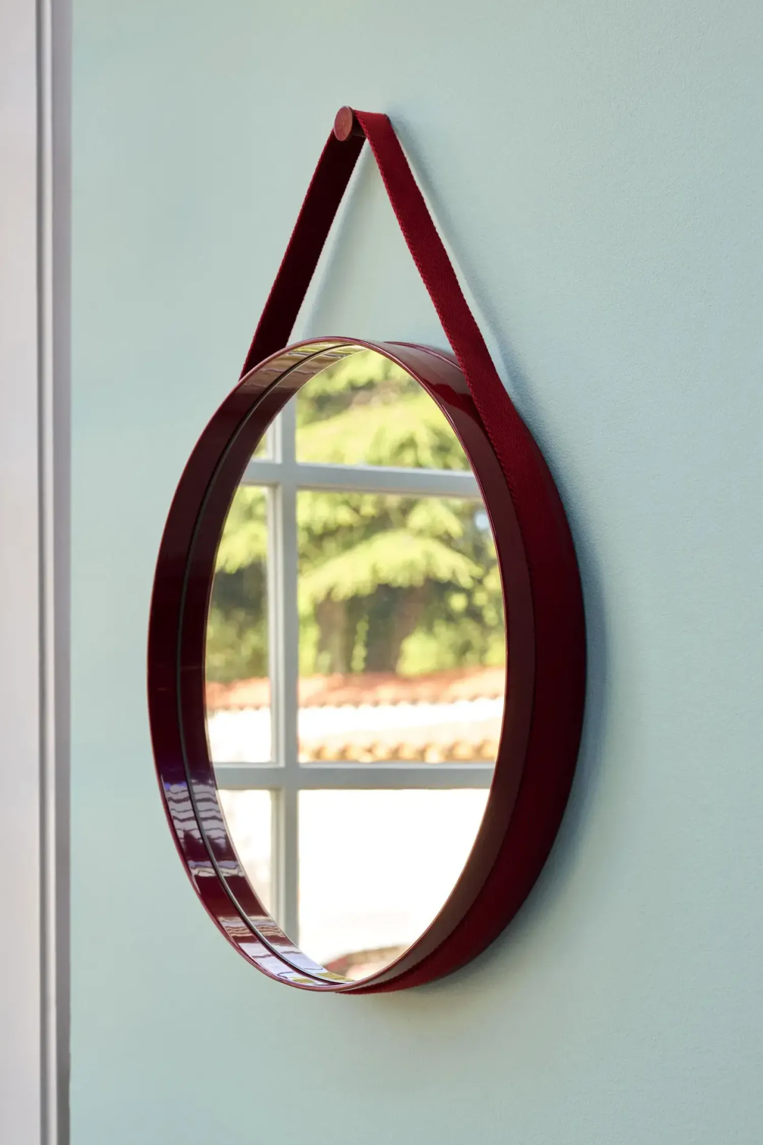 Hot Hay - "Strap Mirror" Spejl Ø70 cm - Rød