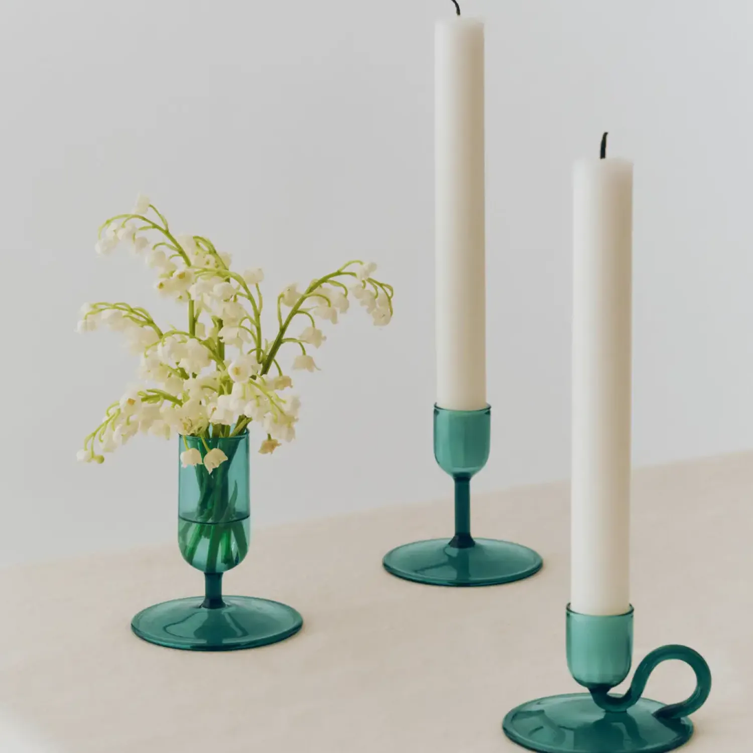 Discount Hay - Tiny Candleholder - Straight - Aqua