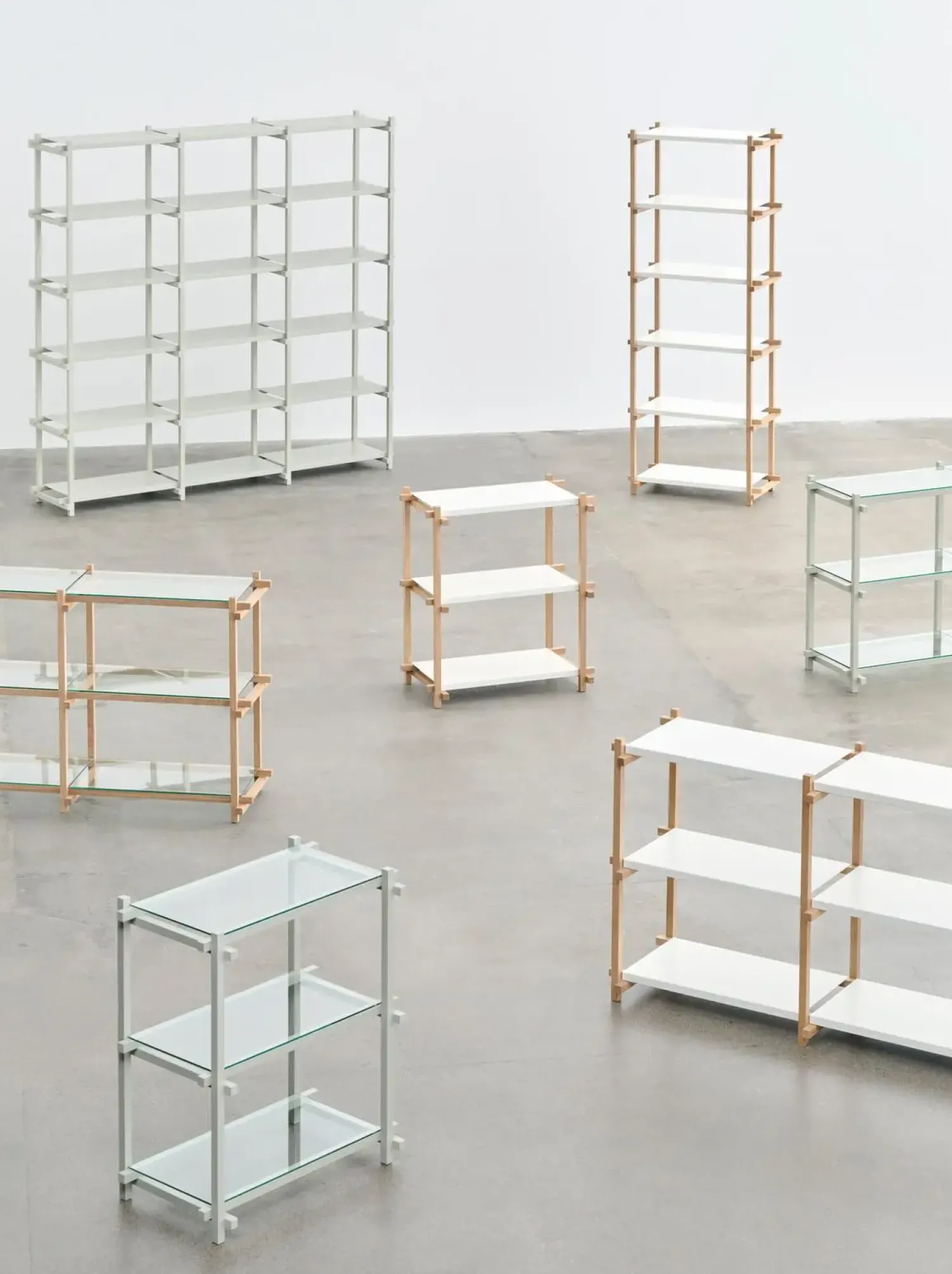 Best Hay - Woody Shelving 2.0 Column Low - Hvid/Eg - 3 hylder