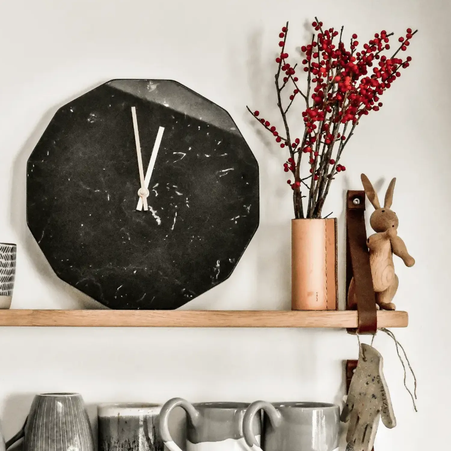 Online Hemverk - Marble Nero Vægur, Sølv Ø28