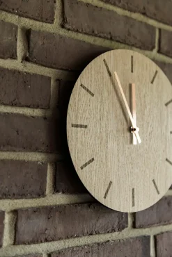 Clearance Hemverk - Vægur - Light Oak - Eg/Sølv - Ø28 cm