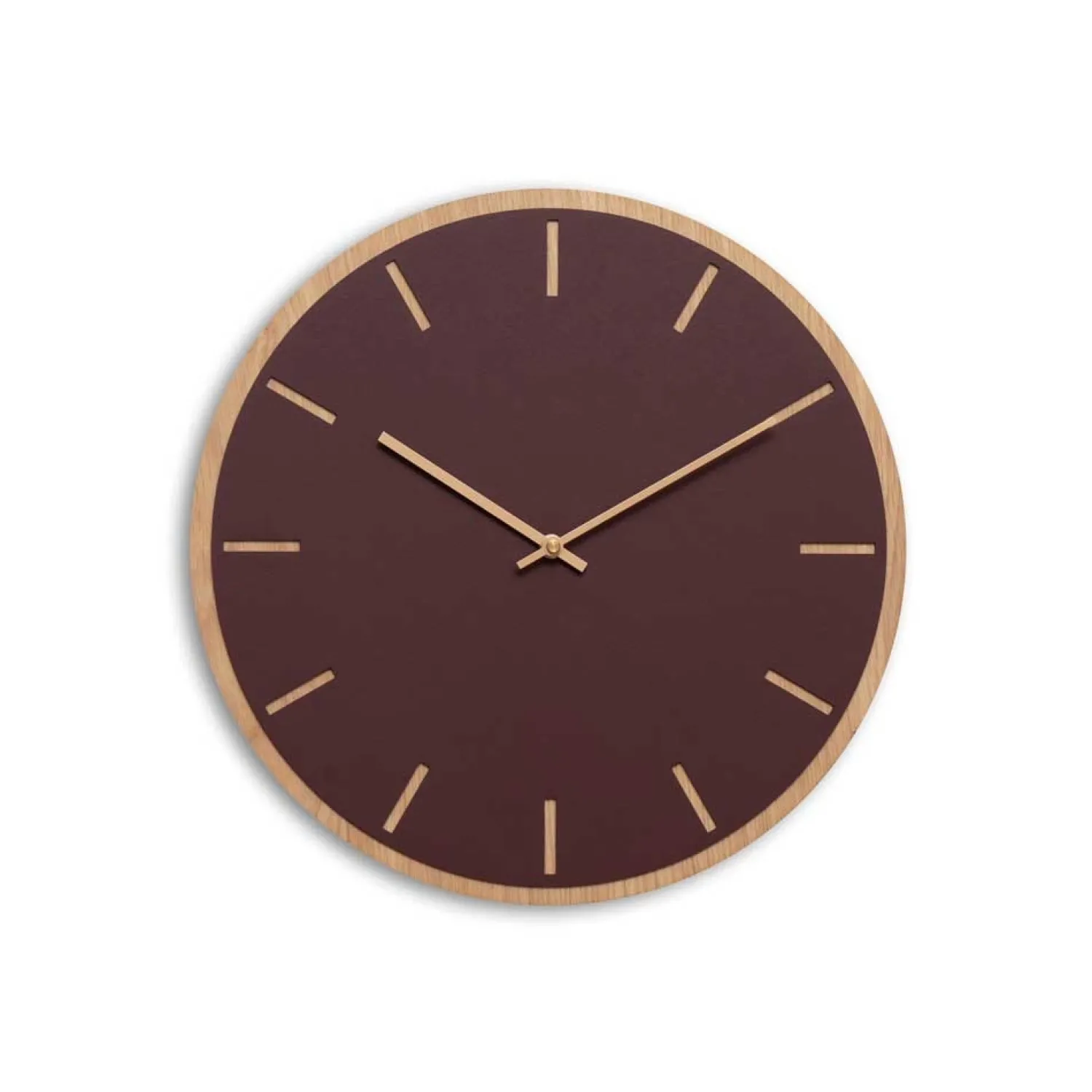 Best Hemverk - Vægur - Lys Eg/Burgundy - Kobber visere - Ø38 cm