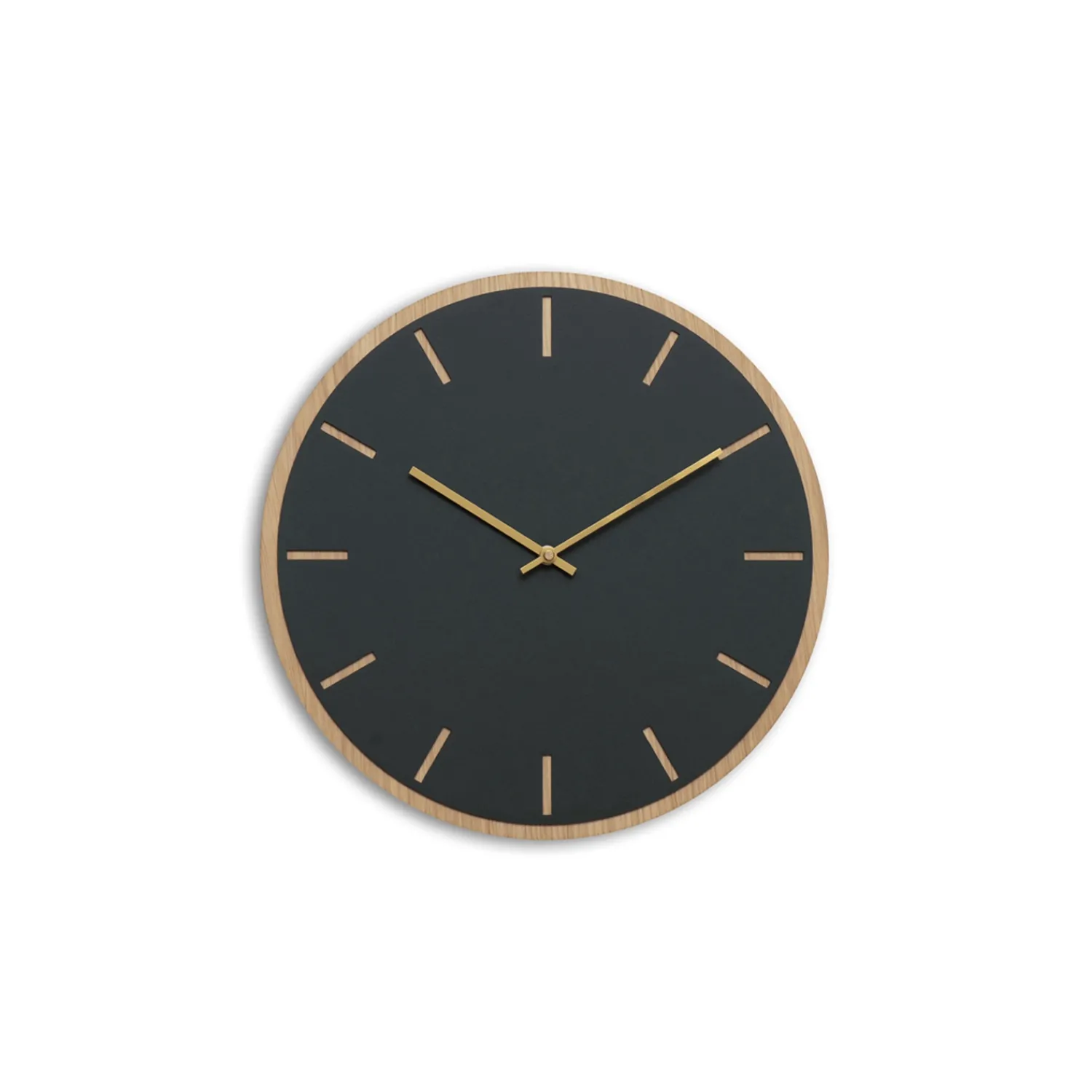 Sale Hemverk - Vægur - Lys Eg/Mørkegrøn - Guld visere - Ø28 cm