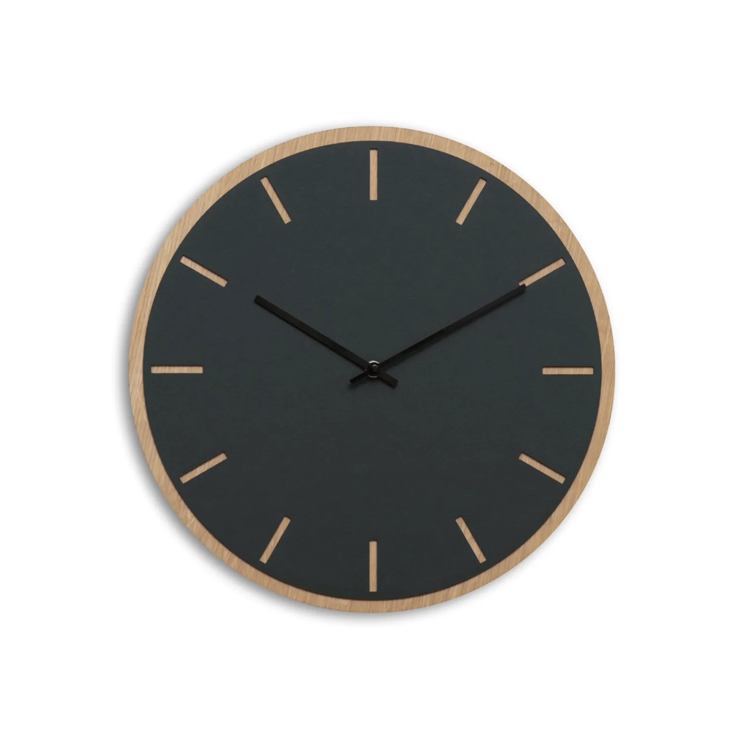 New Hemverk - Vægur - Lys Eg/Mørkegrøn - Sorte visere - Ø38 cm