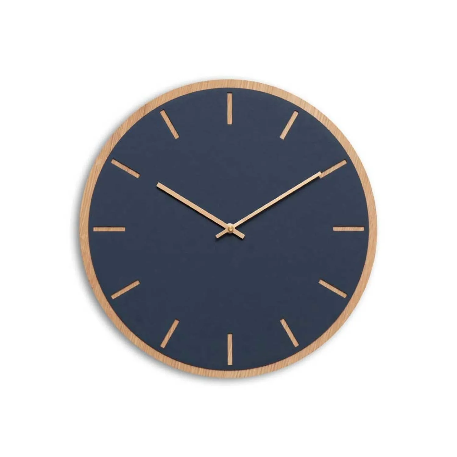 Online Hemverk - Vægur - Lys Eg/Smokey blue - Kobber visere - Ø38 cm