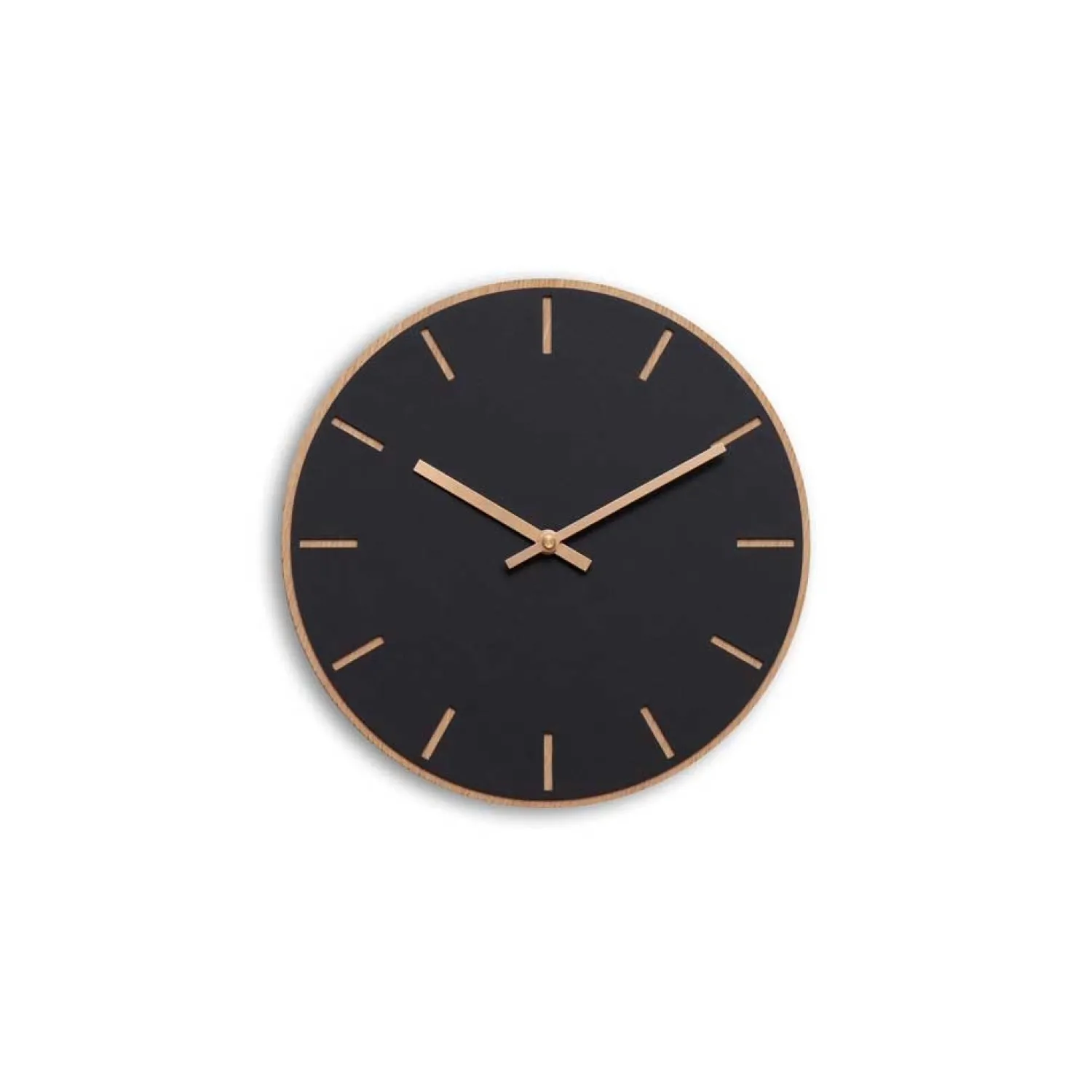 Best Hemverk - Vægur - Lys Eg/Sort - Kobber visere - Ø28 cm