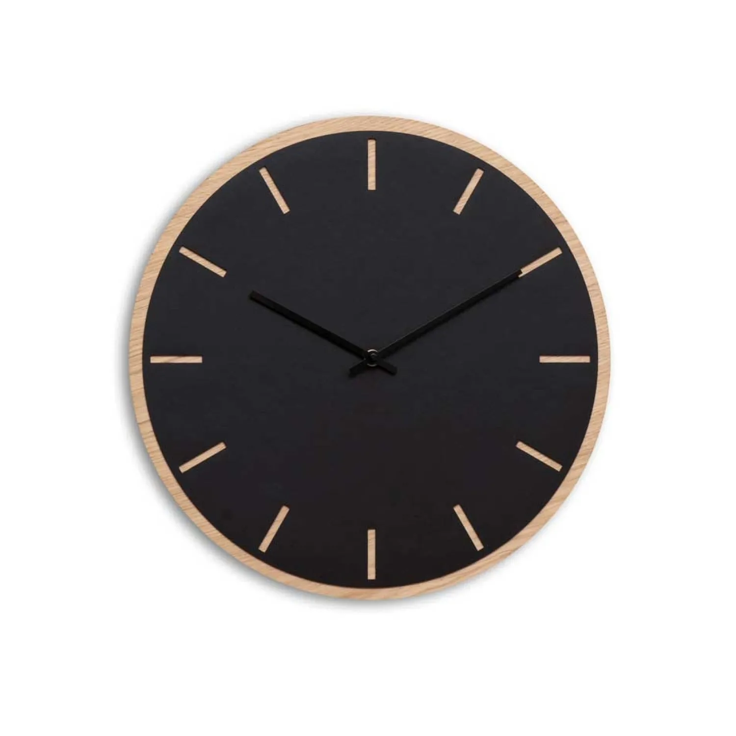 New Hemverk - Vægur - Lys Eg/Sort - Sorte visere - Ø38 cm