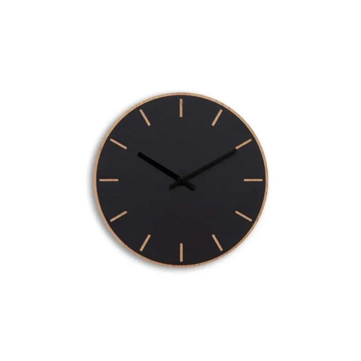 Hemverk - Vægur - Lys Eg/Sort - Sorte visere - Ø28 cm
