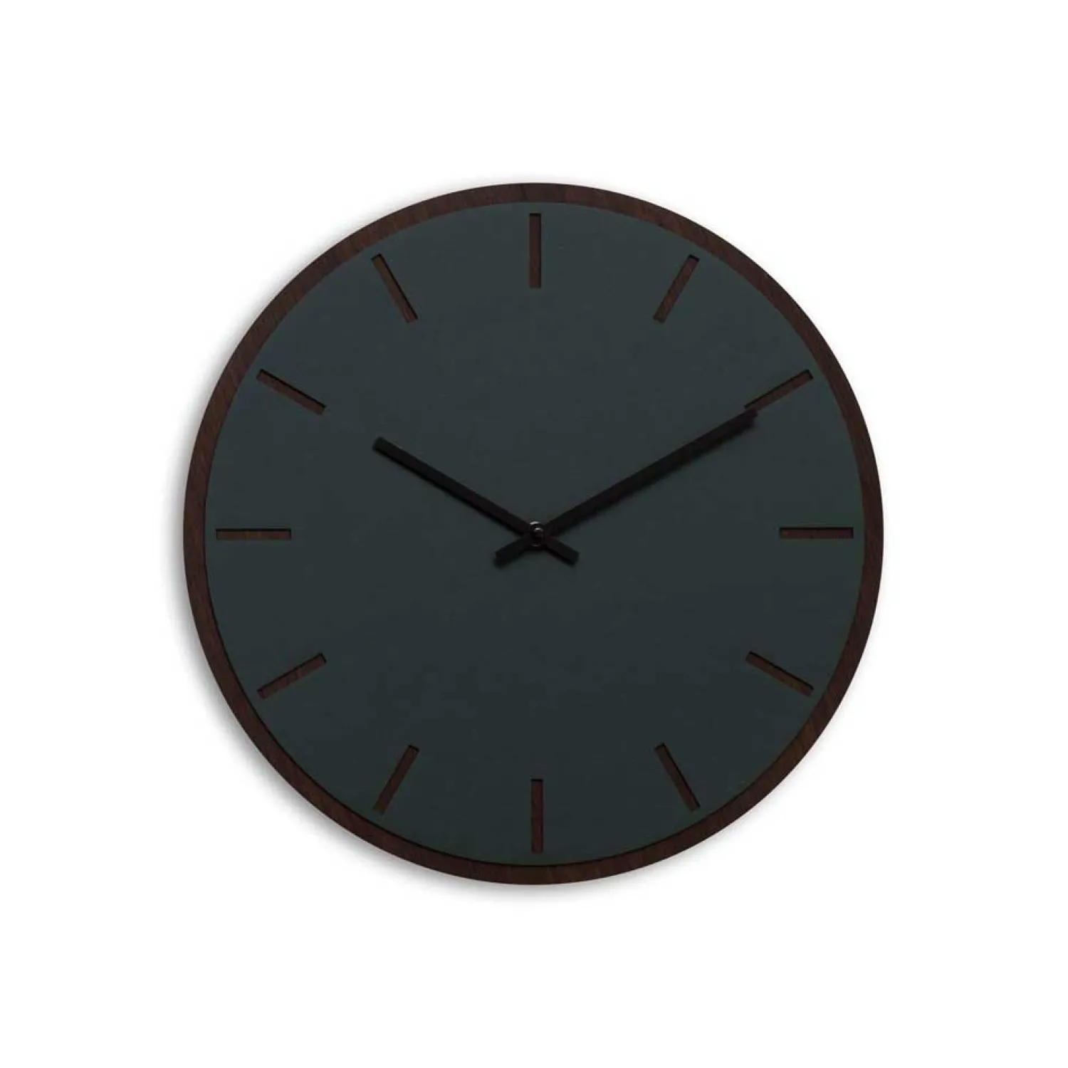 Online Hemverk - Vægur - Mørk Eg/Conifer Grøn - Sorte visere - Ø38 cm