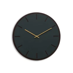 Sale Hemverk - Vægur - Mørk Eg/Conifer Grøn - Guld visere - Ø38 cm
