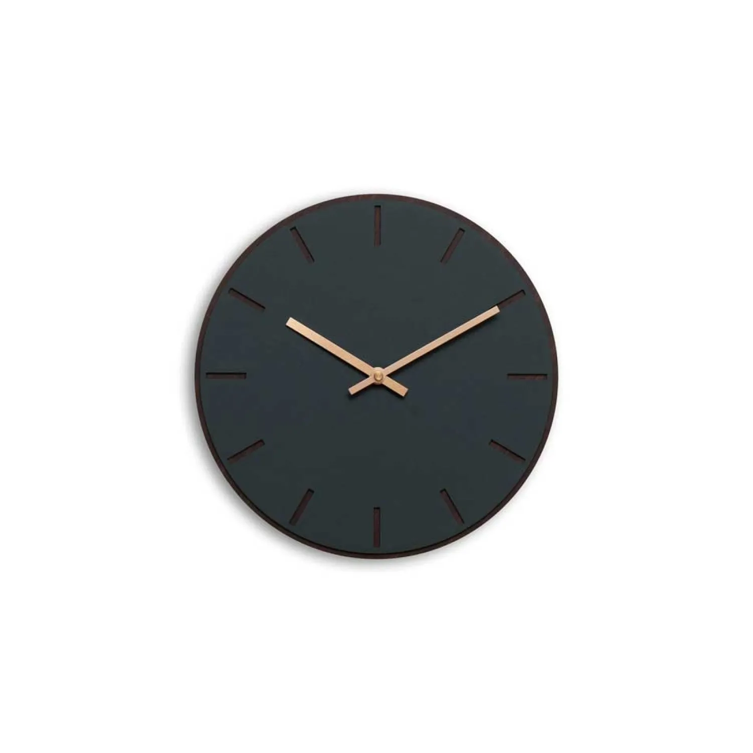 Online Hemverk - Vægur - Mørk Eg/Conifer Grøn - Kobber visere - Ø28 cm