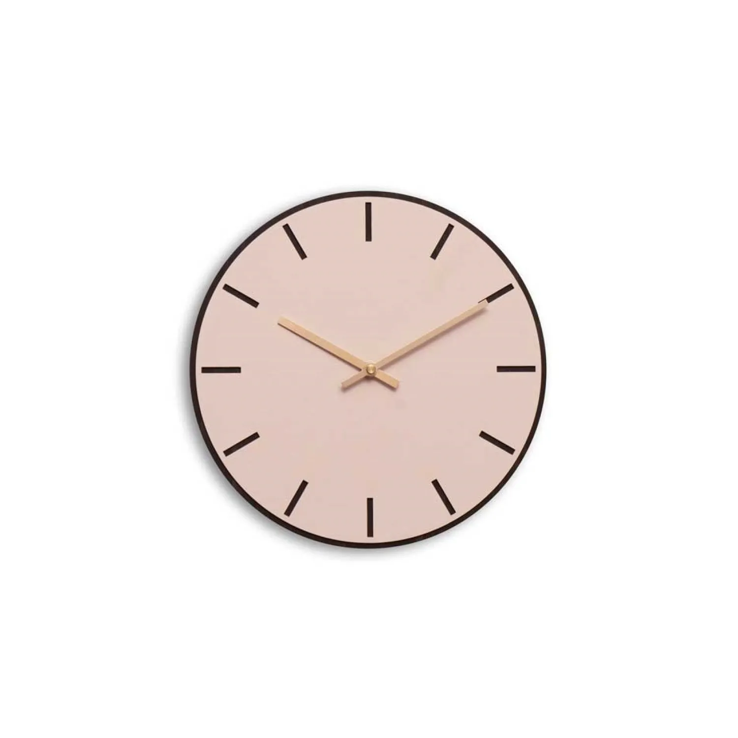 Hot Hemverk - Vægur - Mørk Eg/Powder Dusty Rose - Kobber visere - Ø28 cm