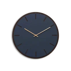 Discount Hemverk - Vægur - Mørk Eg/Smokey Blue - Guld visere - Ø38 cm