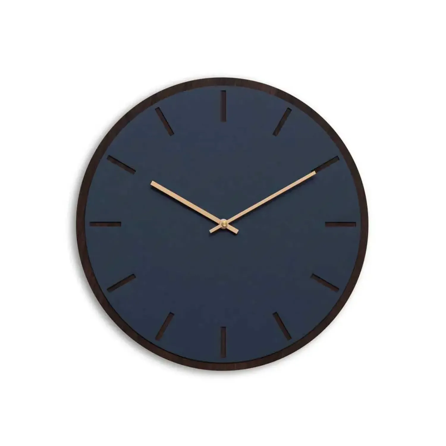 Online Hemverk - Vægur - Mørk Eg/Smokey Blue - Kobber visere - Ø38 cm