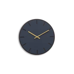 Best Hemverk - Vægur - Mørk Eg/Smokey Blue - Guld visere - Ø28 cm