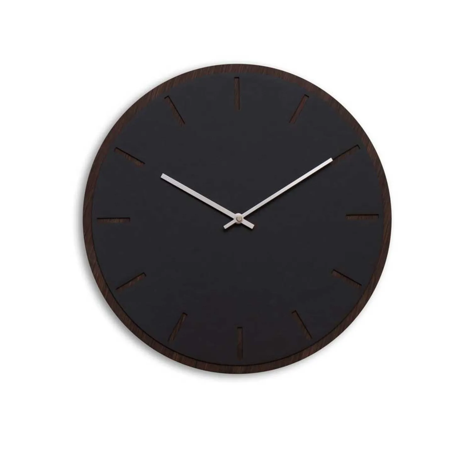 Discount Hemverk - Vægur - Mørk Eg/Sort - Sølv visere - Ø38 cm