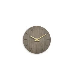 New Hemverk - Vægur - Valnød - Ø12 cm - Guld visere