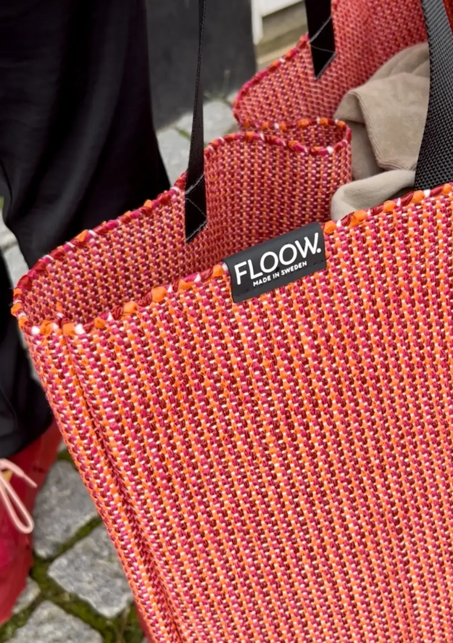 Outlet Horredsmattan - Strandtaske - Beach Bag - 70 x 53 cm - Rød / Red