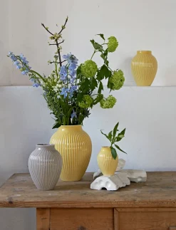Outlet Knabstrup Keramik - vase H 27 cm ripple yellow