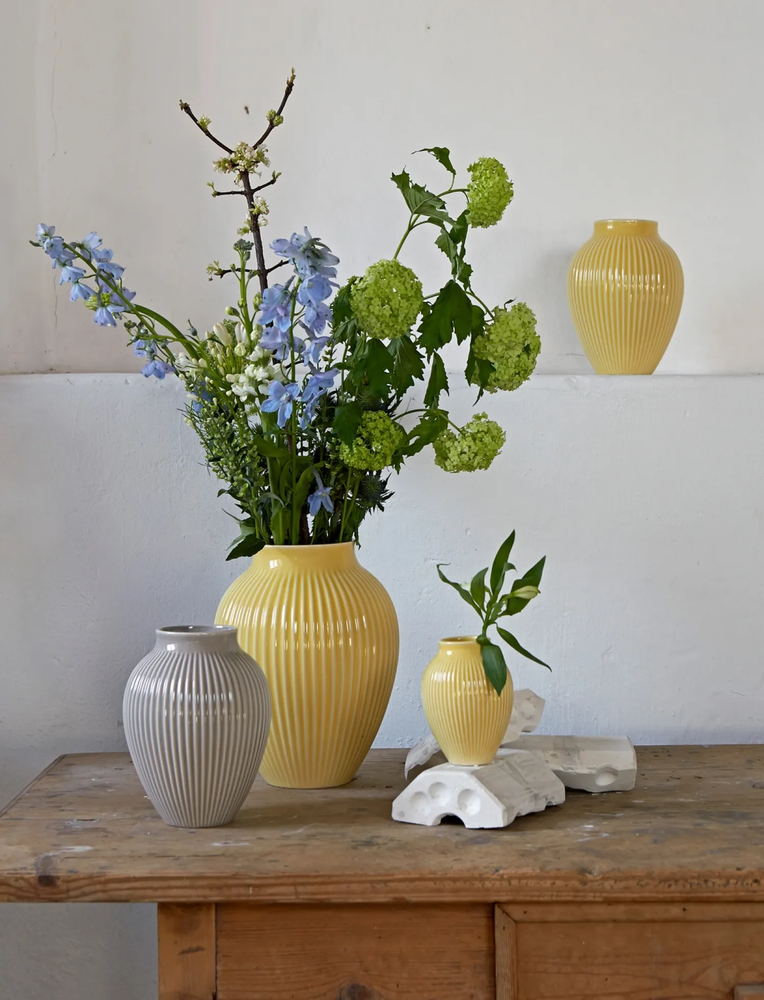 Outlet Knabstrup Keramik - vase H 27 cm ripple yellow