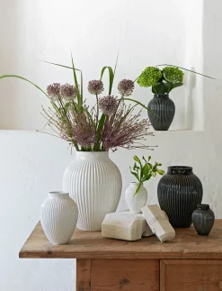 New Knabstrup Keramik - vase H 12.5 cm ripple white
