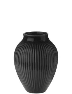 Clearance Knabstrup Keramik - vase H 12.5 cm ripple black