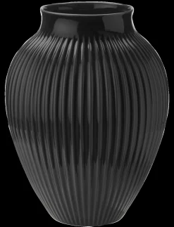Hot Knabstrup Keramik - vase H 35 cm ripple black