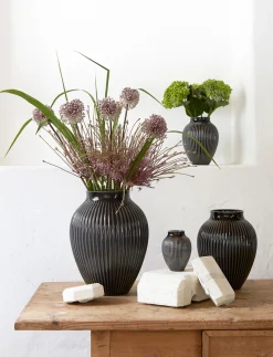 Hot Knabstrup Keramik - vase H 35 cm ripple black
