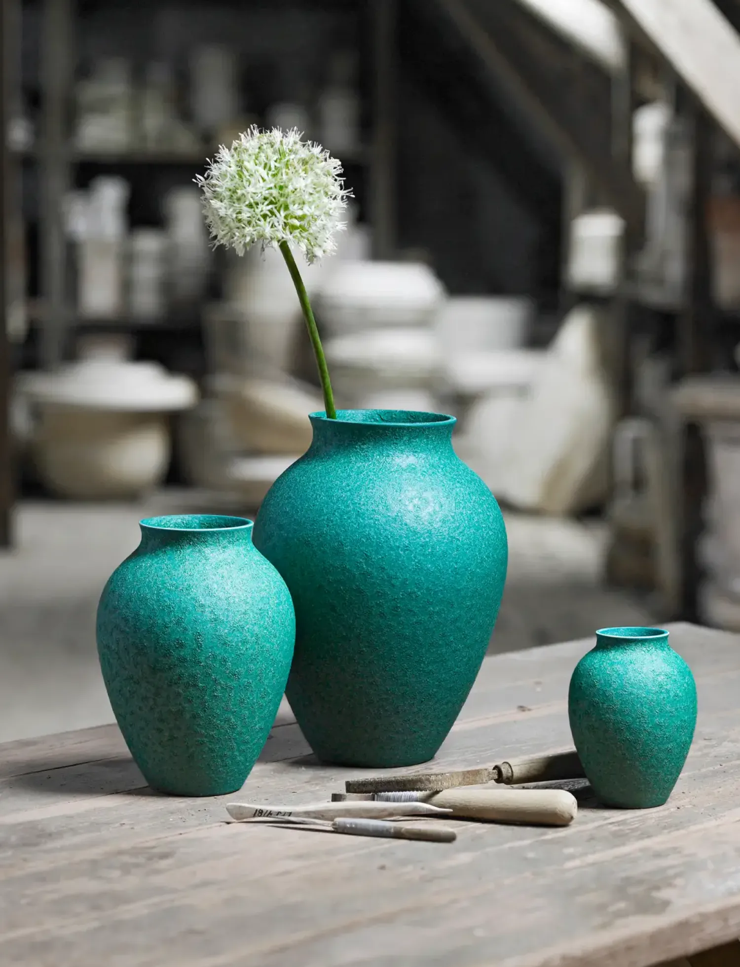 Outlet Knabstrup Keramik - vase H 12.5 cm verdigris green