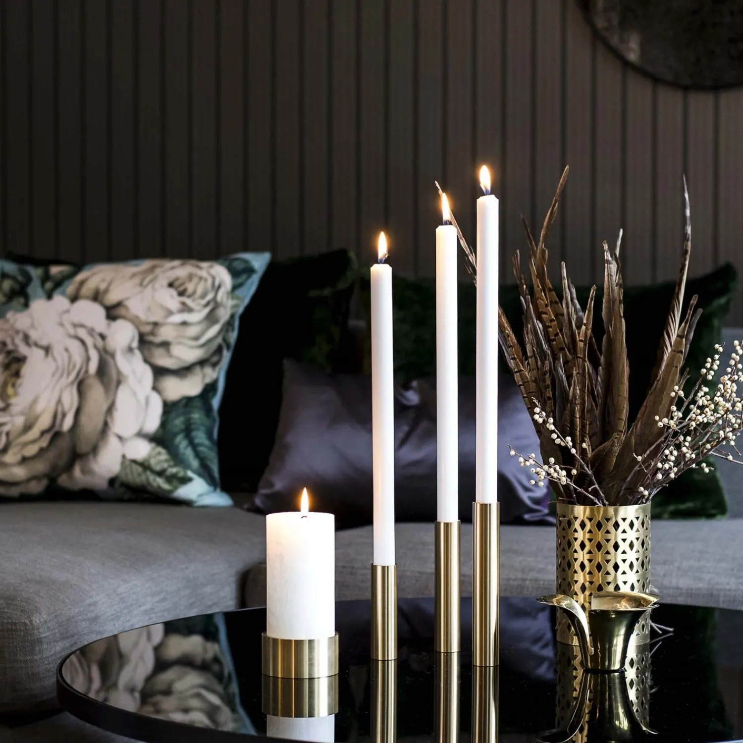 Discount Kunstindustrien - 3 Lysetager Slim Light i Messing - Højde 10 cm, 14 cm ,17 cm