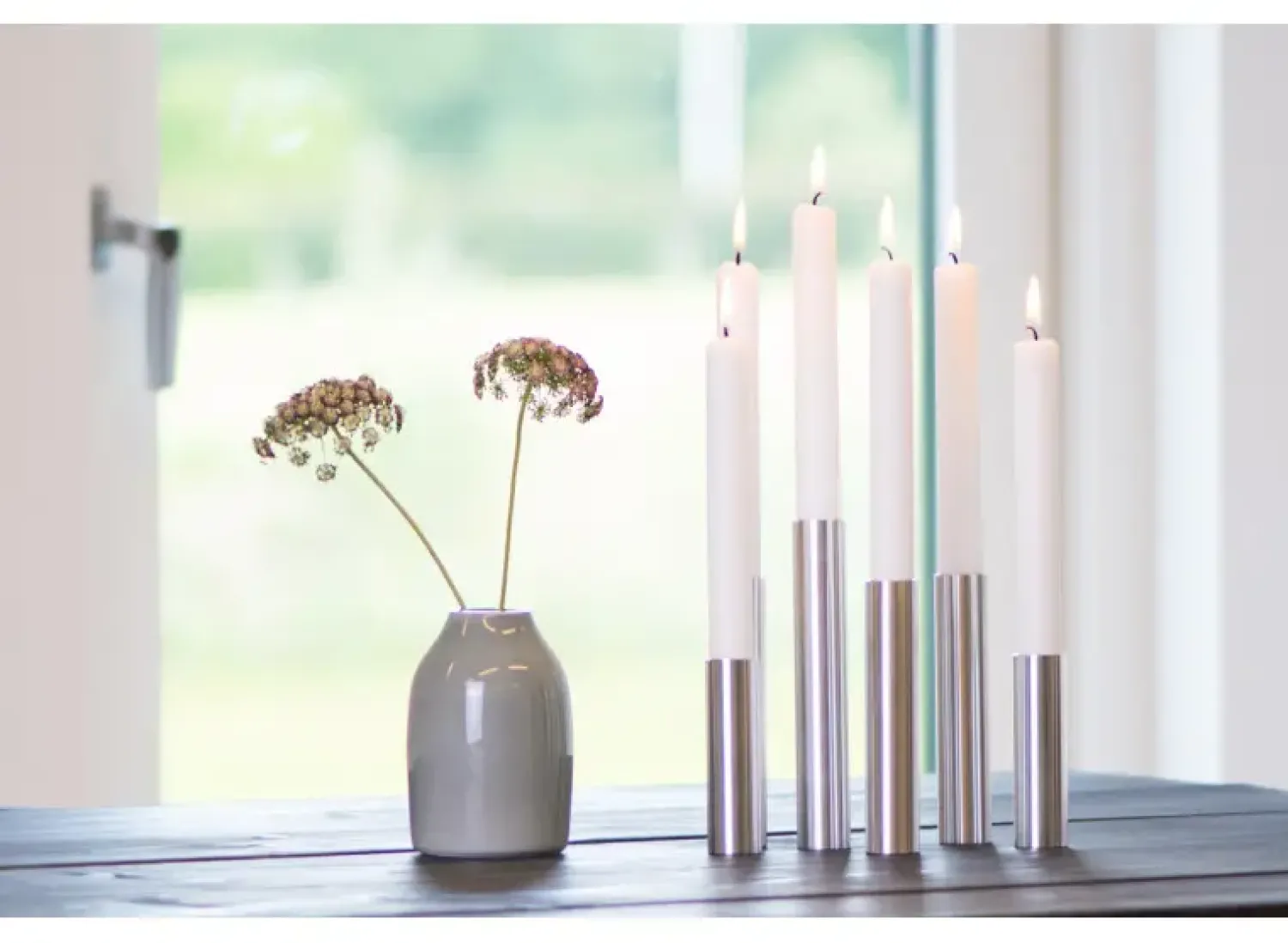 Clearance Kunstindustrien - Slim Light lysetage rustfri stål - Højde 14 cm