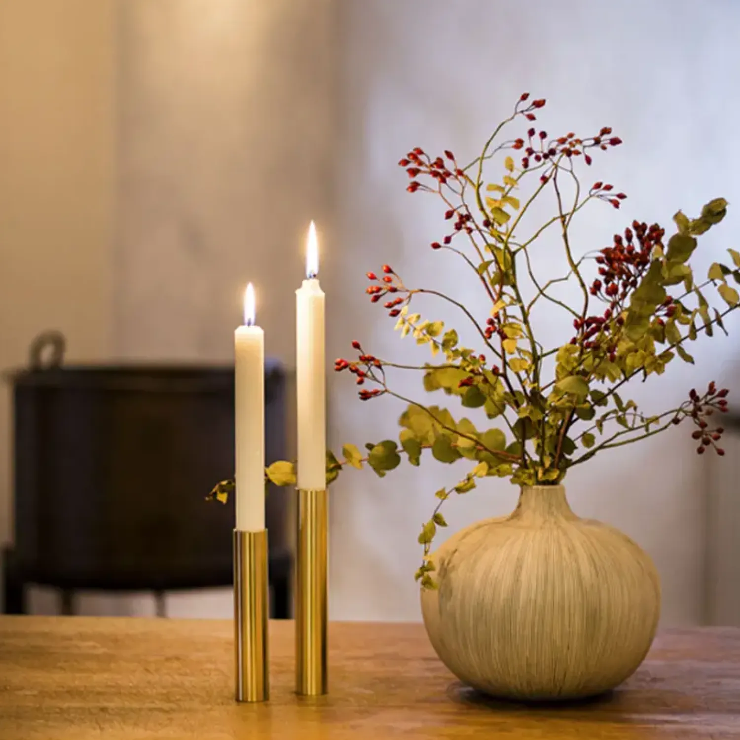 Hot Kunstindustrien - Slim Light Lysetage - Messing - Højde 10 cm