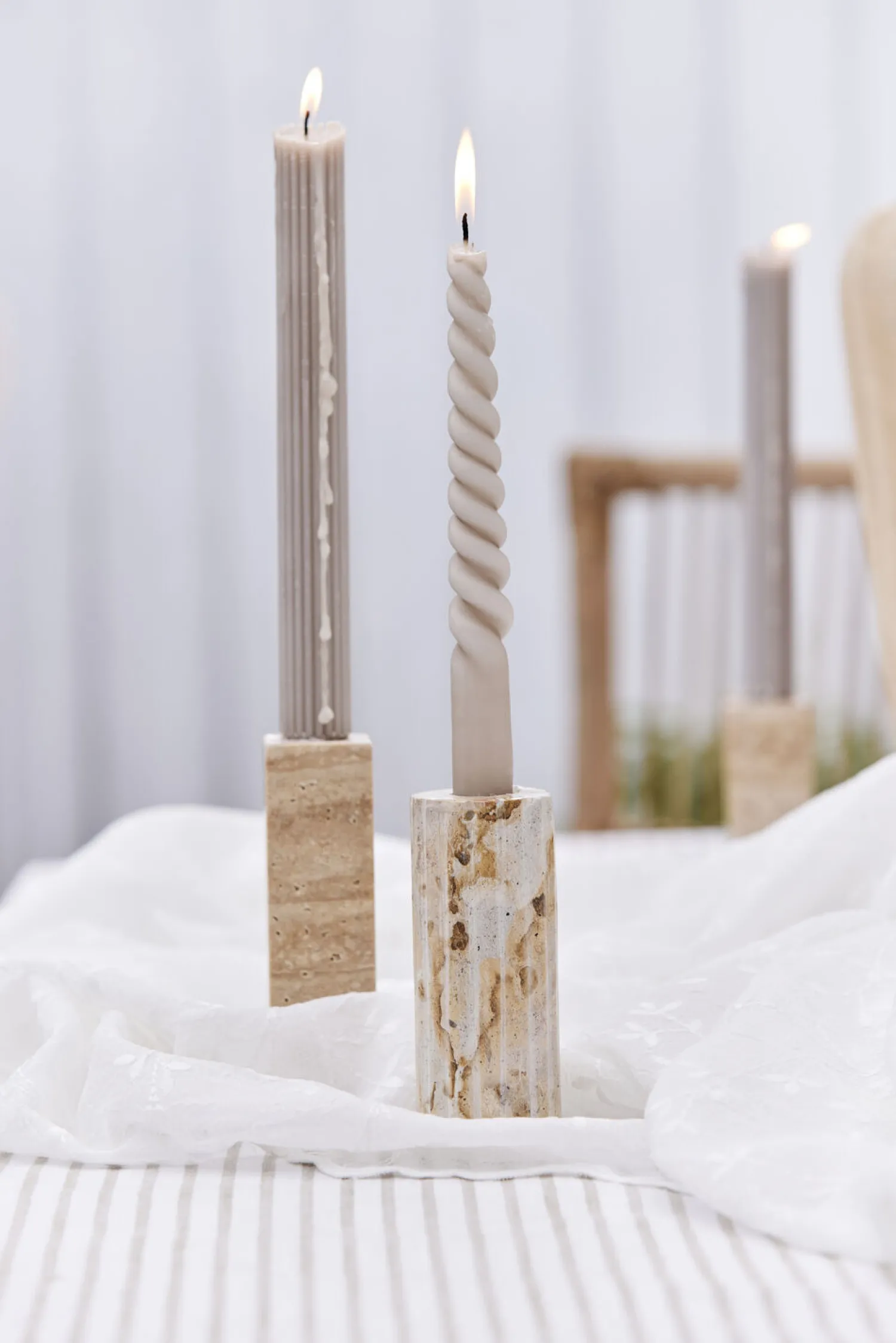 Hot Lene Bjerre - Eliana lysestage 12,5 cm. sand marmor