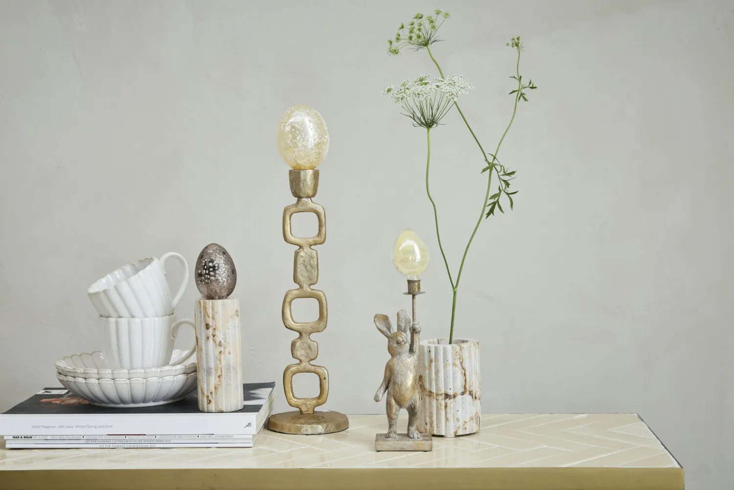 Hot Lene Bjerre - Eliana lysestage 12,5 cm. sand marmor