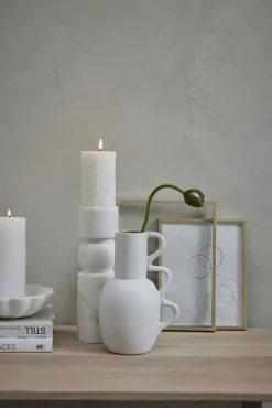 Outlet Lene Bjerre - Ellia Marmor lysestage H30 cm. hvid