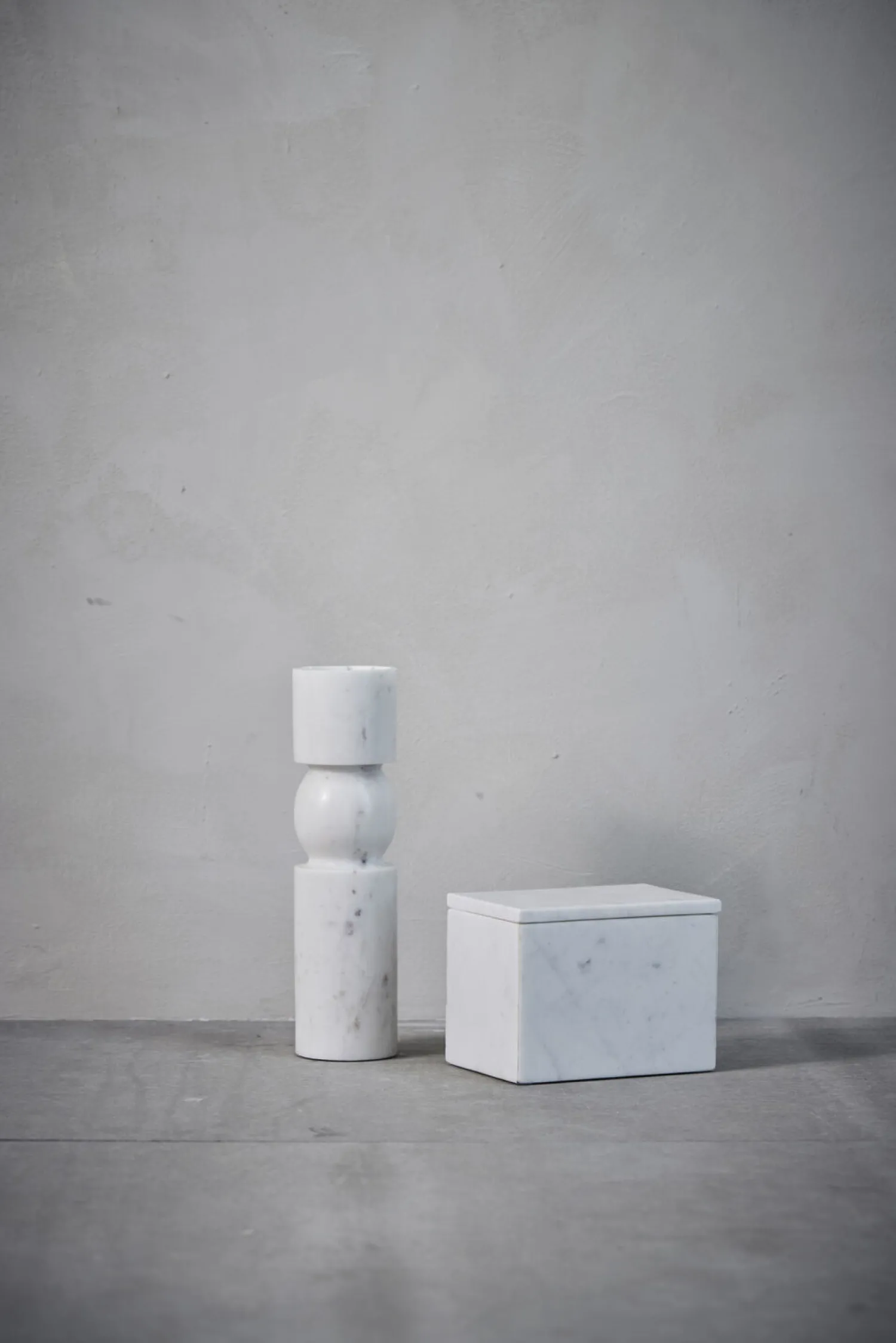 Outlet Lene Bjerre - Ellia Marmor lysestage H30 cm. hvid