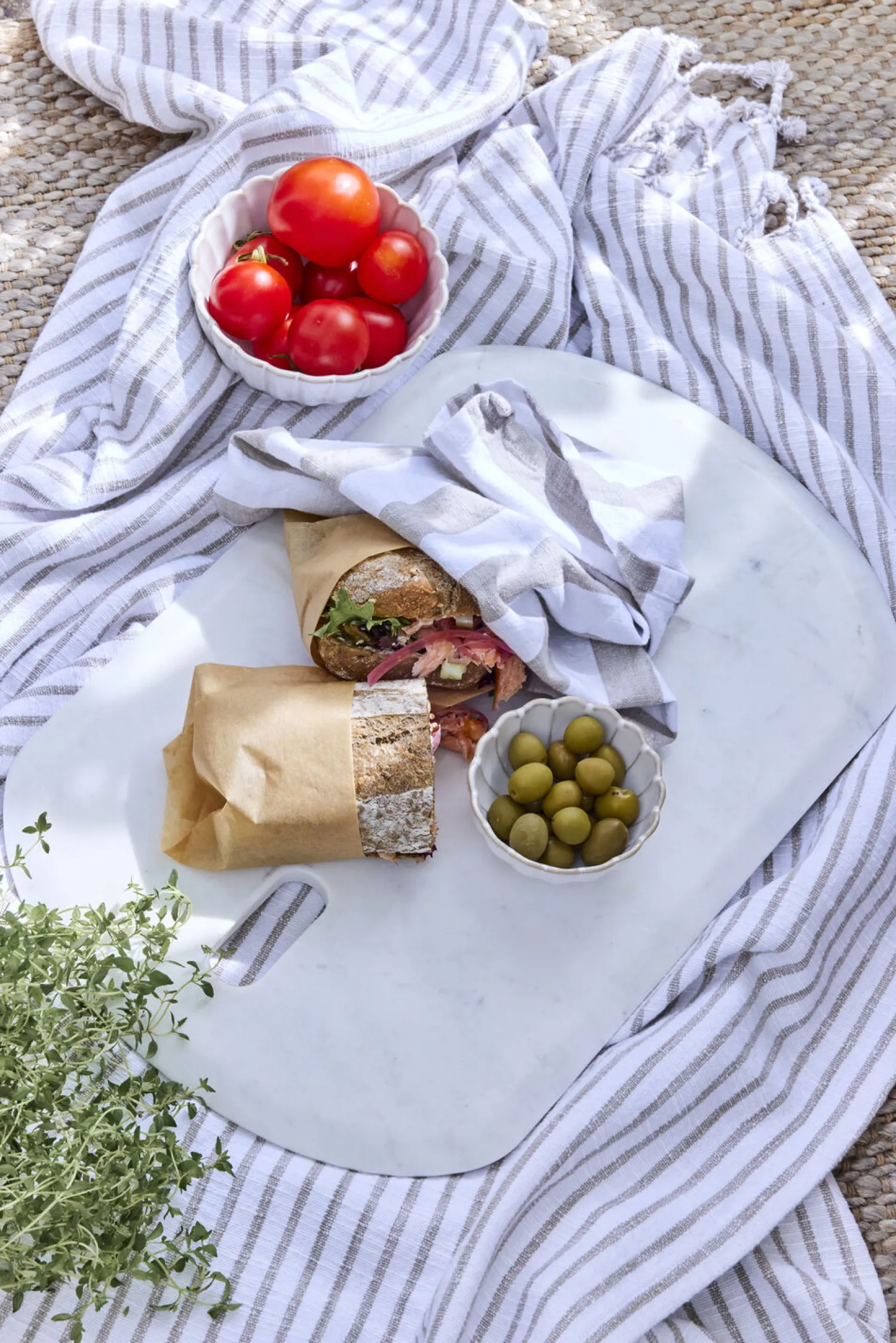 Hot Lene Bjerre - Olivia plaid 170x130 cm. beige stribet