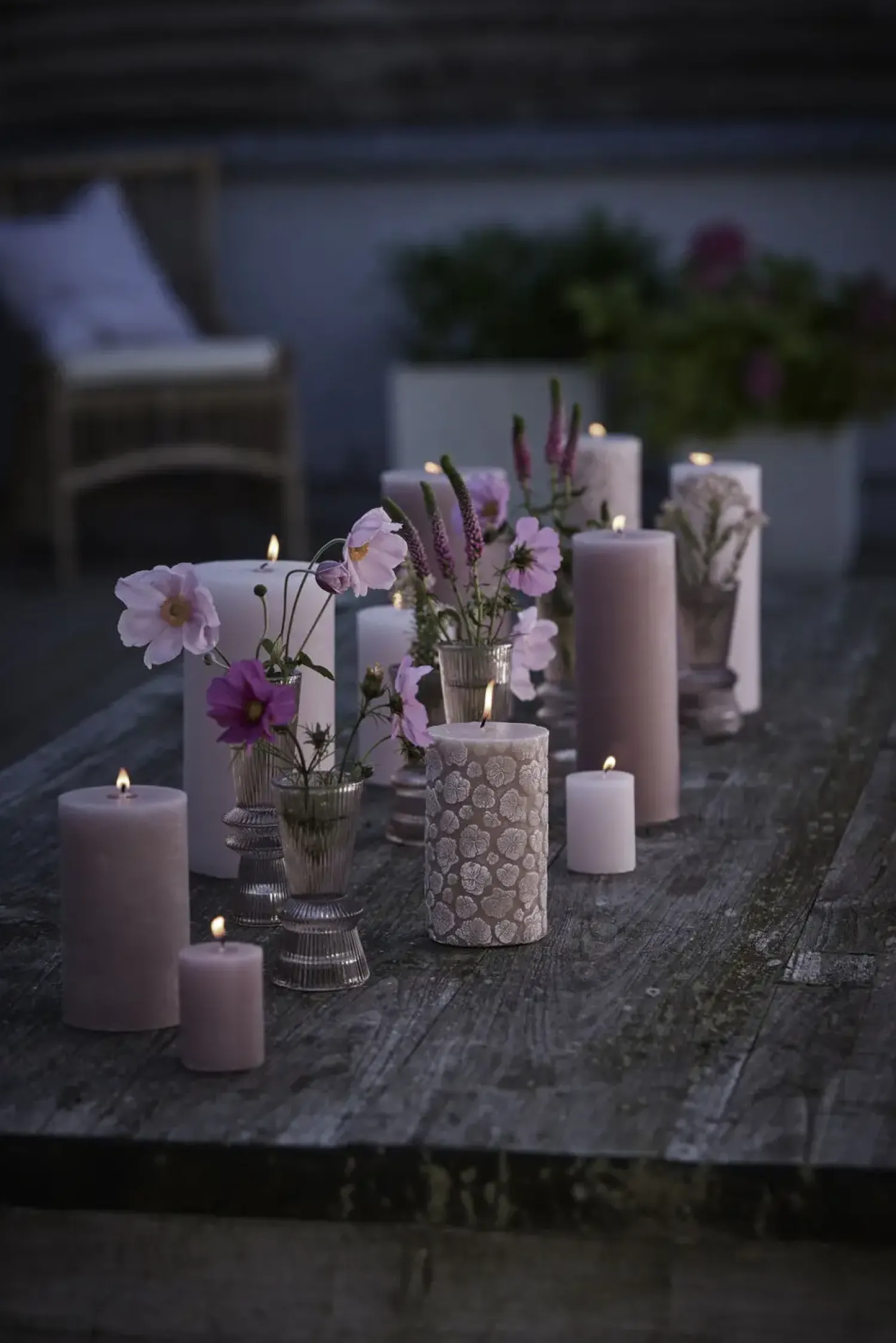 Sale Lene Bjerre - Rustic bloklys støvet aubergine mellem
