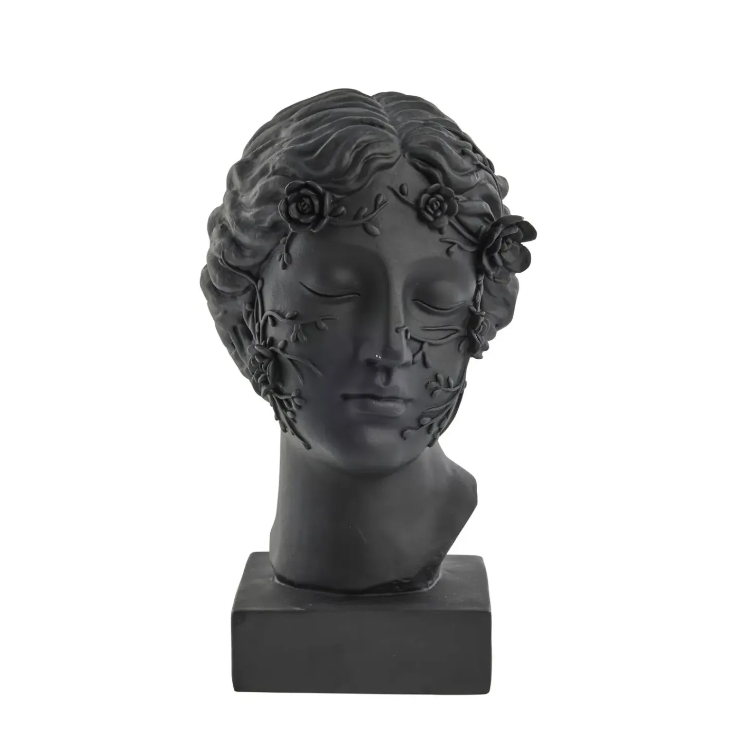 Lene Bjerre - Sielle figur kvinde m. blomster 31 cm. sort