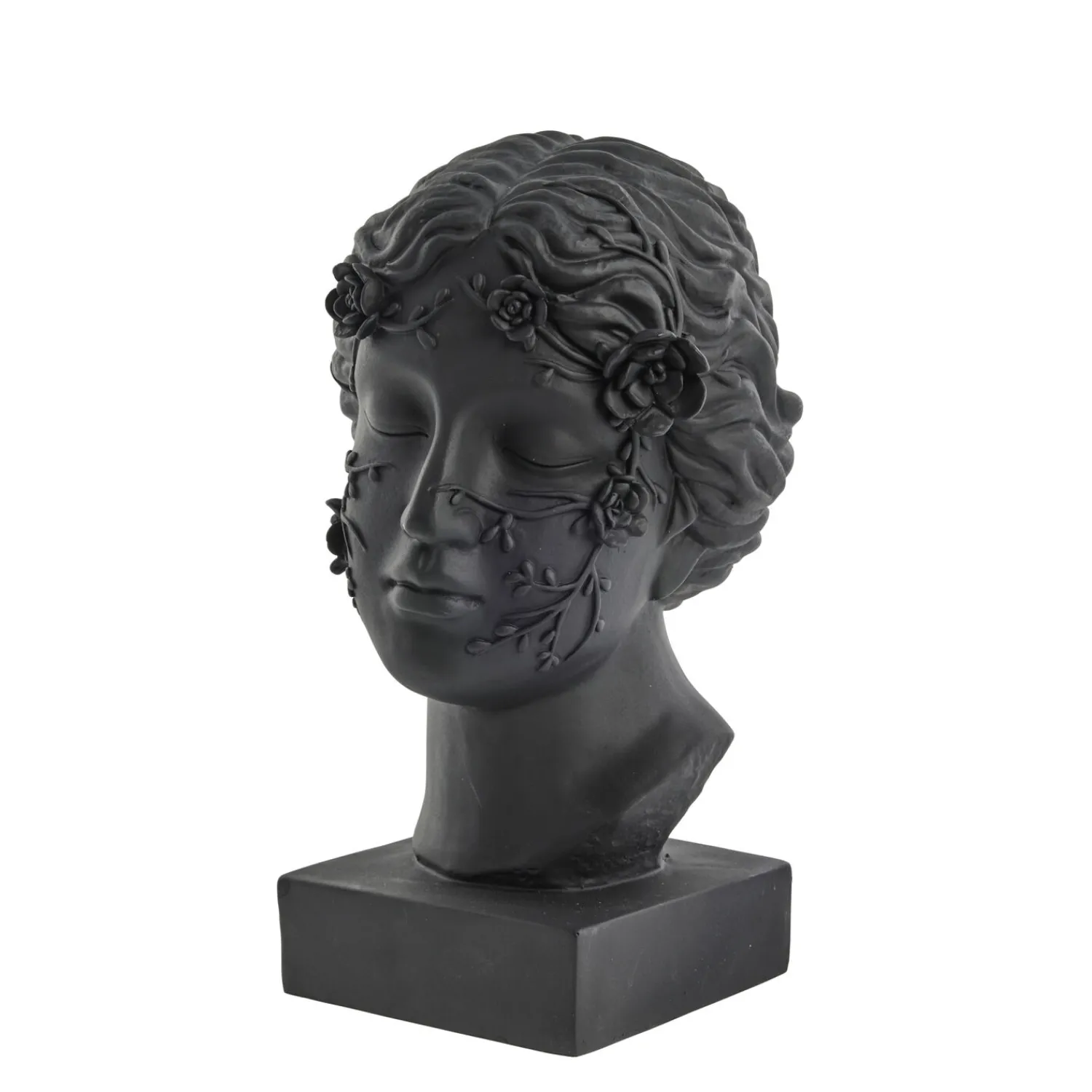 Lene Bjerre - Sielle figur kvinde m. blomster 31 cm. sort