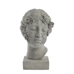 Hot Lene Bjerre - Sielle figur kvinde m. blomster 31 cm. grå