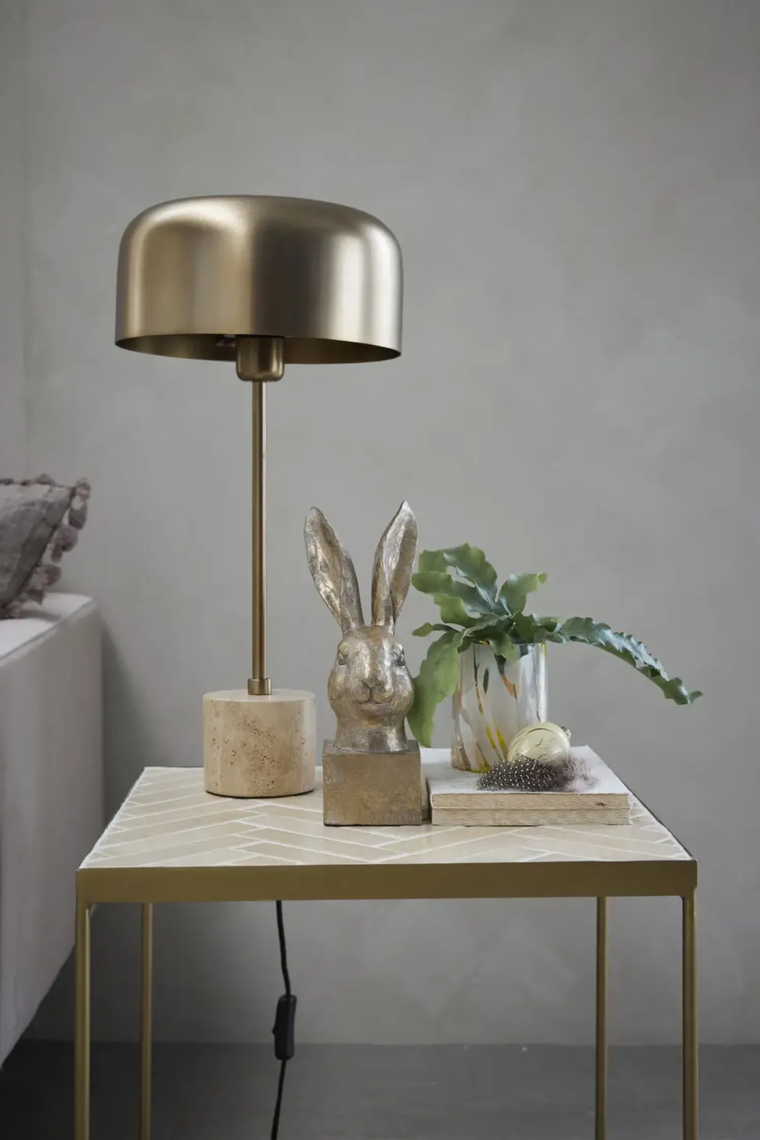 Clearance Lene Bjerre - Sofillia bordlampe 98x25 cm. guld marmor