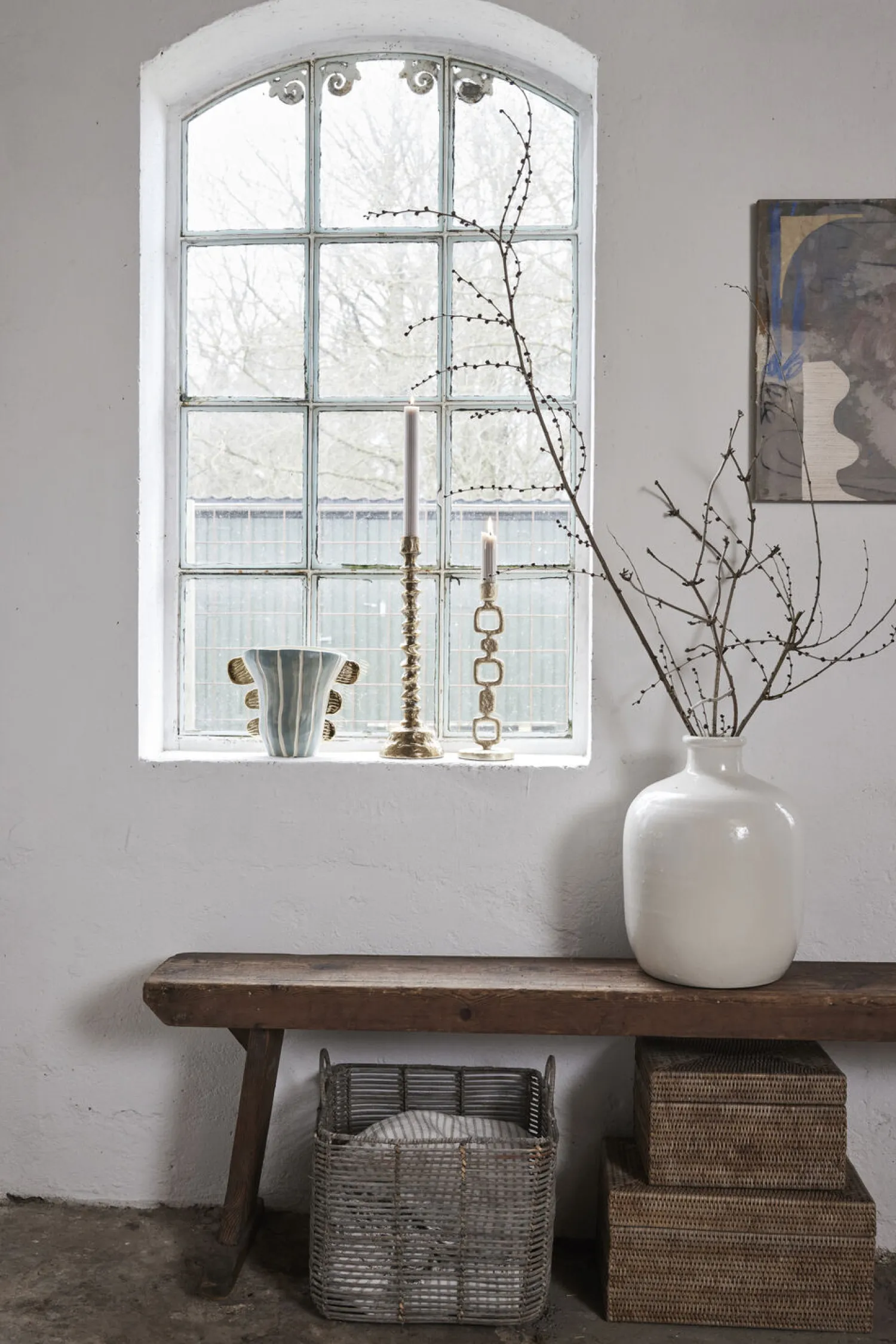 Online Lene Bjerre - Valentina vase i keramik 24x13 cm. mint/guld