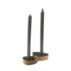 Clearance LindDNA lysestage - Curve candle holder nupo black/oak (sæt af 2 stk.)